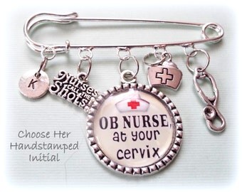 Gift for Nurse, OB Nurse Name Badge, Personalized Nurse Gift, Initial Pin for Nurse Graduation, Nurse Graduation Gift, Gift for Her, Nursing