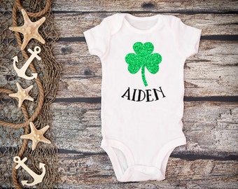 Baby St. Patrick's Day Shirt;Glitter Shamrock Tee;St. Patrick's Day Shirt;St Patrick's Day Baby Bodysuit;Irish baby bodysuit;Glitter Tee