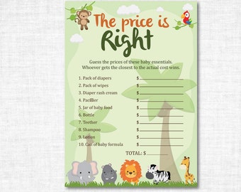 Price Is Right Baby Shower Game Printable, Safari Price Is Right, Jungle Baby Shower Game, Safari Animals Baby Shower Game Printables