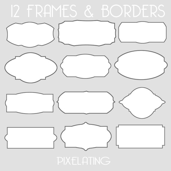 Digital Frame Clipart: Labels elegant borders for