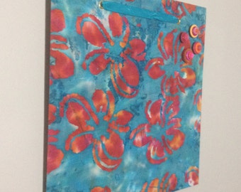 fabric covered magnet board 16x16 batik print