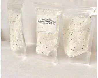 Vanilla and Sandalwood Handmade Natural Bath Salt , Dead sea salt blend with Almond oil