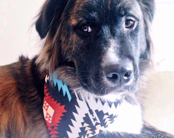 Native DOG Canvas Bandana! FREE SHIPPING! Personalization option! Tie Bandana! Snap bandana! Cat bandana