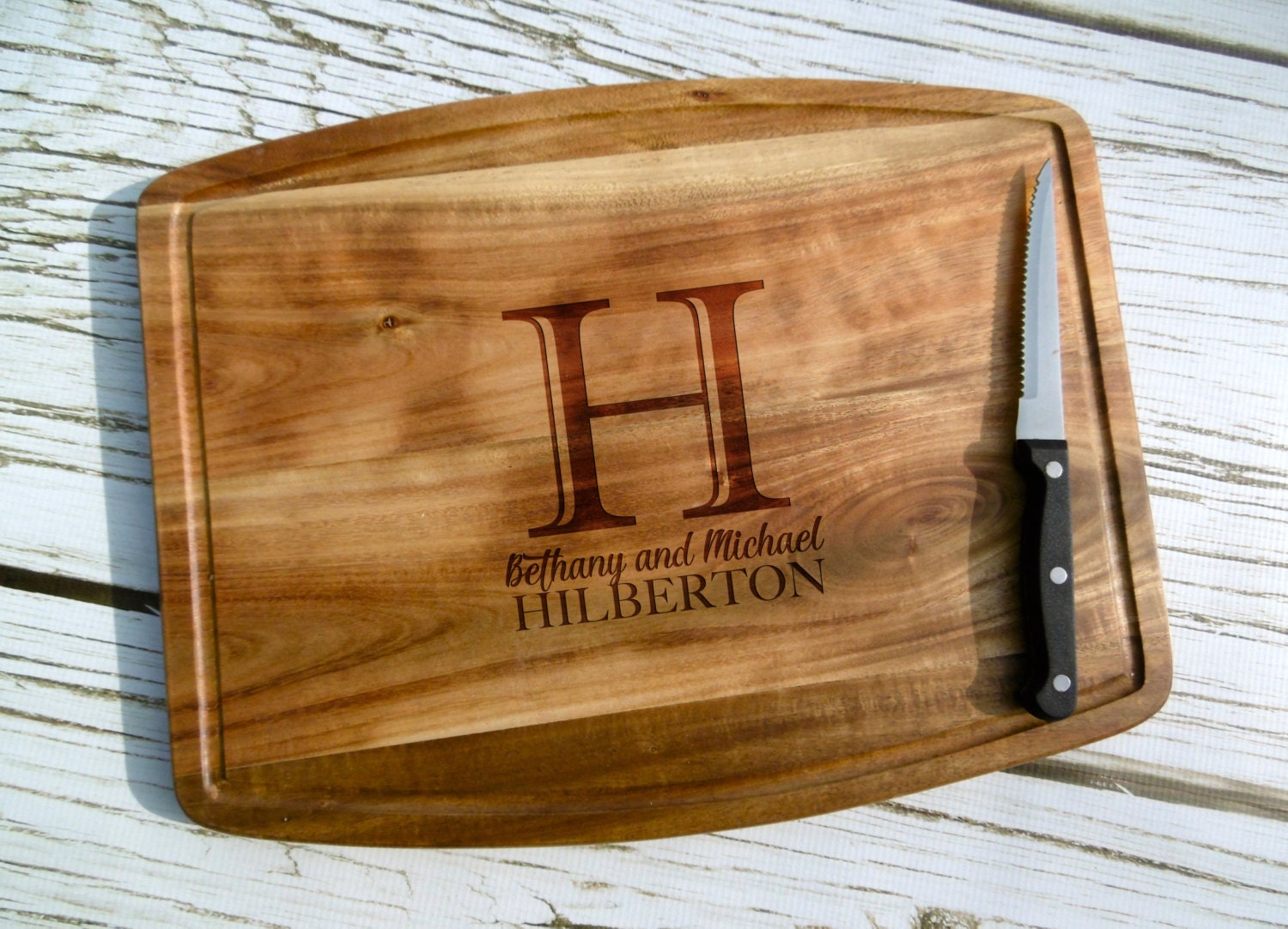 Custom First & Last Name Cutting Board Monogram Cheese