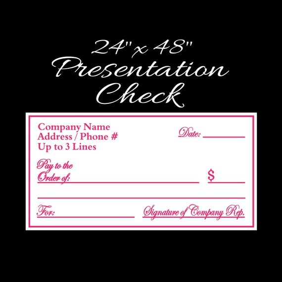 Presentation Check in a large 2' x 4' size.
