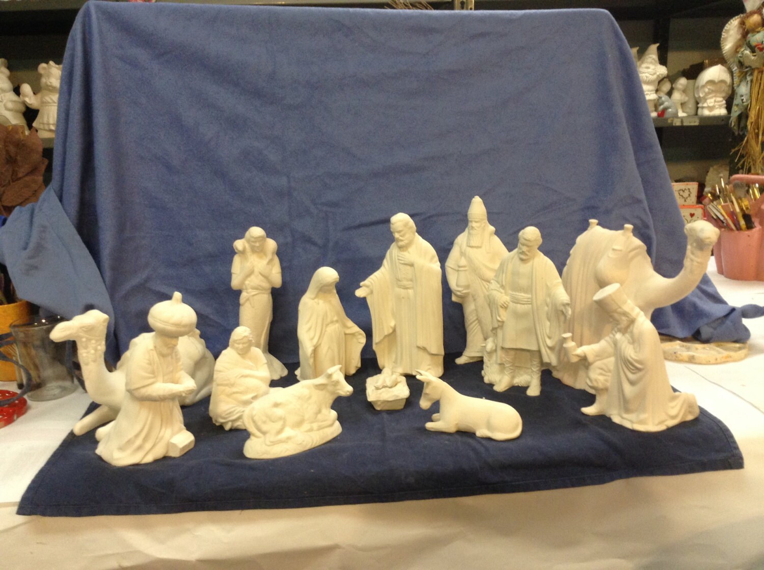 Ceramic bisqueunpainted nativity set14 piece by DebbiesCeramics4