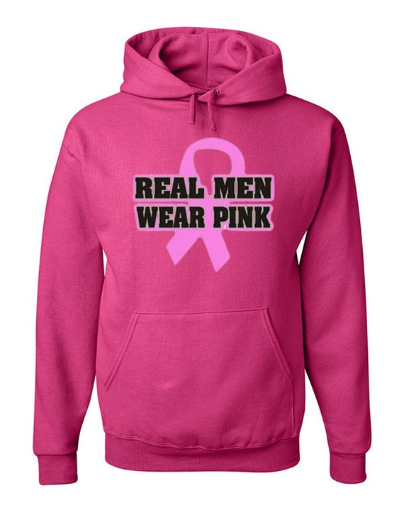 Real Men Wear Pink Hoodie Pink Ribbon Sweatshirt by ngtshop