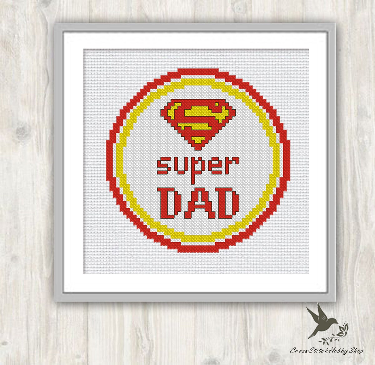 Super Dad cross stitch pattern Fathers Day gift Father cross