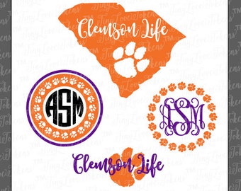 Clemson Life Paw SVG Design for Silhouette and other craft cutters (.svg/.dxf/.eps/.pdf)