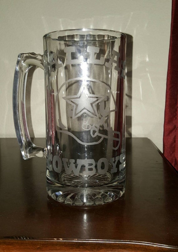 28oz beer mug Dallas cowboys by Etchedthoughts on Etsy