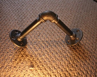 Set of 2 - Industrial Pipe Shelf Brackets - Urban Industrial Style - Steampunk Shelving Brackets