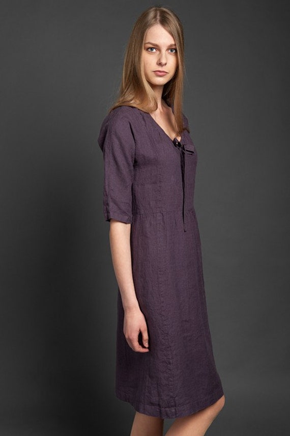 LINEN DRESS Casual Linen Dresses For Women Midi Dress