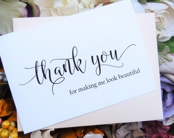 HAIRSTYLIST THANK YOU Card, Beautician Thank You, Make Up Artist Thank You, Wedding Thank You Cards, Personalized Thank You Cards