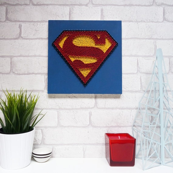 Superman String Art Unique Handmade Gift Idea by DeeisforDaisy