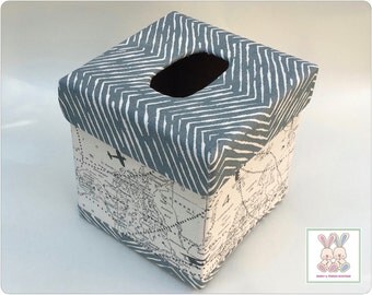 Natural Aviation TISSUE BOX COVER / Aviation Kleenex Cover / Baby Boy Nursery Decor