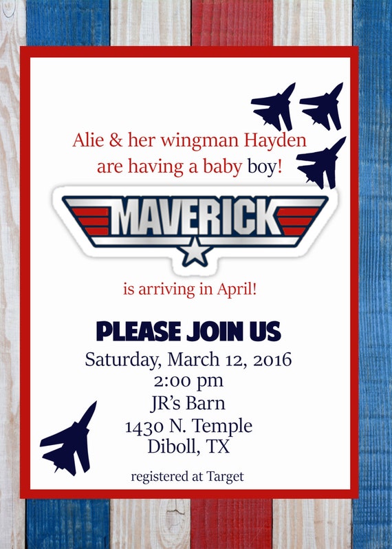 Top Gun Theme Baby Shower Invitation