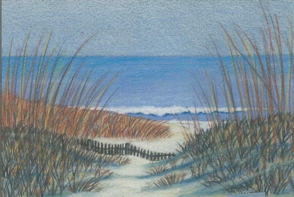 Beach Scene Pattern in colored pencil