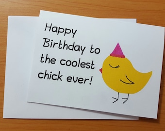 Hey Chick Birthday Card Fun Birthday Card Chicken Scooter