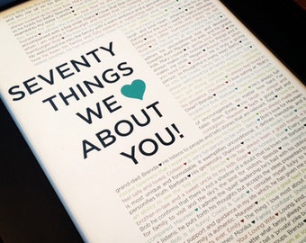 70 Things We Love About You - Custom Birthday Print