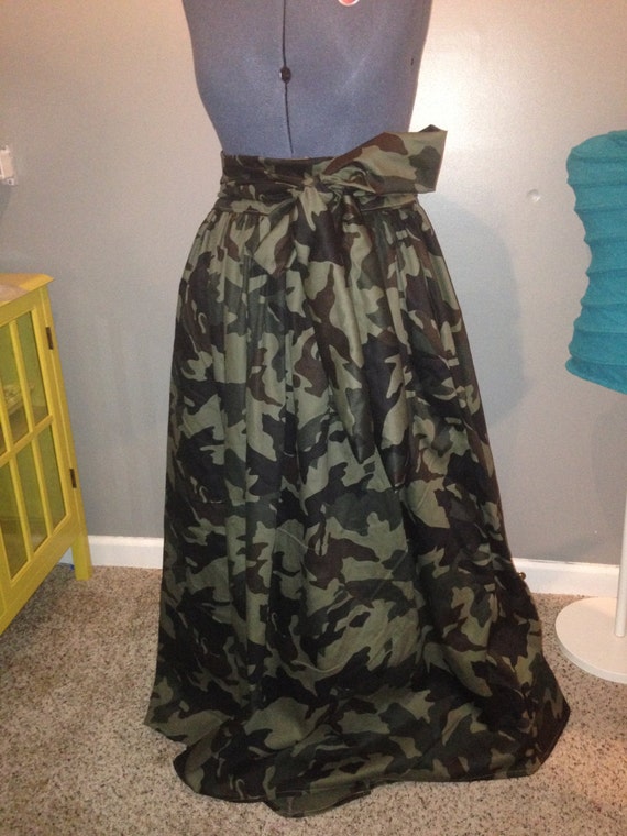 Camo Midi/Maxi Skirt with Pockets and Belt See