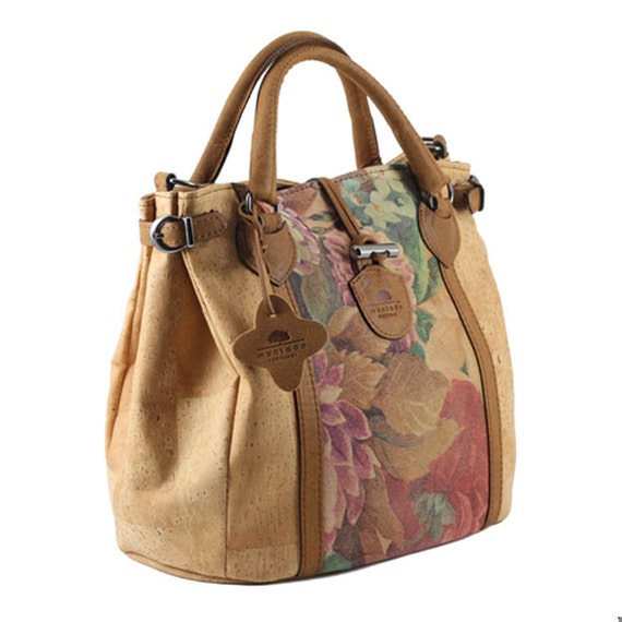 Cork handbag Purse Flower Pattern by Lusoprime on Etsy