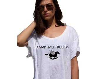 Camp Half Blood - 80s Crop Top Ladies Watercolor Print Tshirt - Watercolor Painting sublimation image tshirt colorful designs