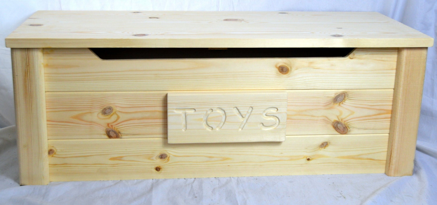 Solid Pine Personalised Wooden ToyBox Natural Knotty Pine