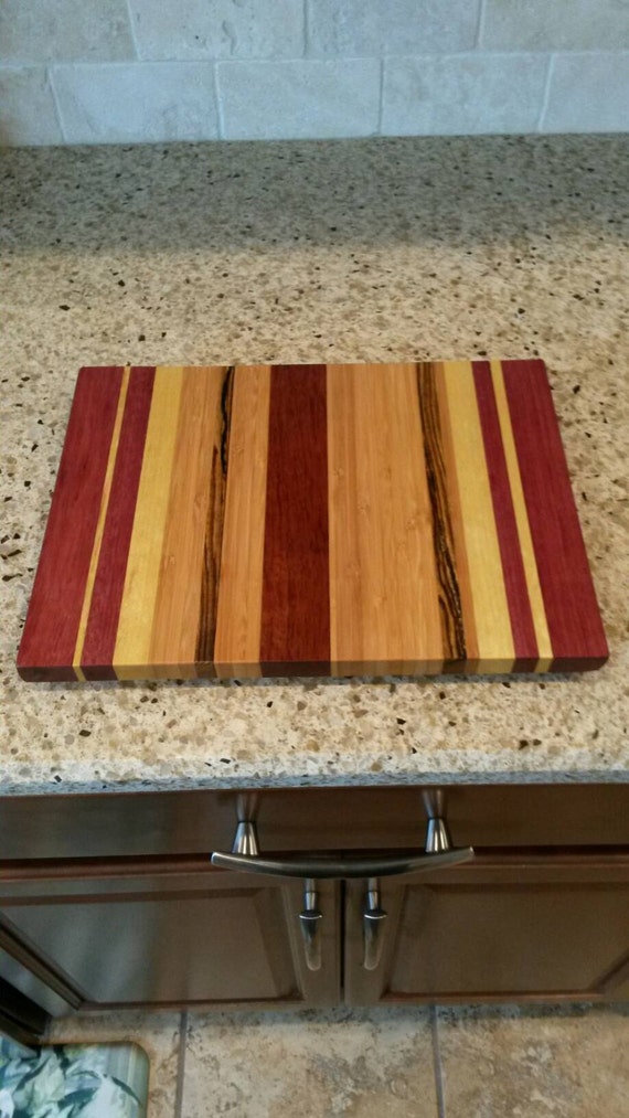 Mixed Exotic Wood Cutting Board By Mckenziewoodworks On Etsy 