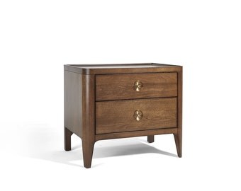 Walnut Mid Century Nightstand, 2-drawer stroage -Ekais BQ Line