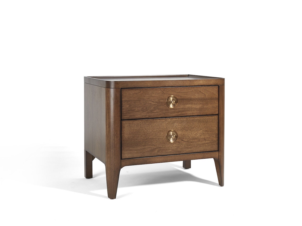 Walnut Mid Century Nightstand 2-drawer stroage Ekais BQ Line