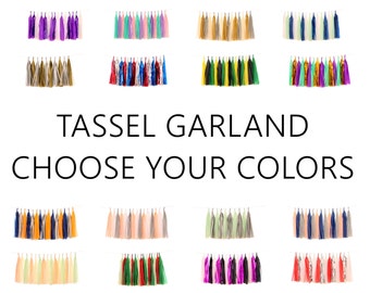 Tissue Paper Tassels, Tassel Garland, Custom Banner Garland Choose your own colors Wedding Photo Backdrop, Bridal Shower Decor, Bachelorette