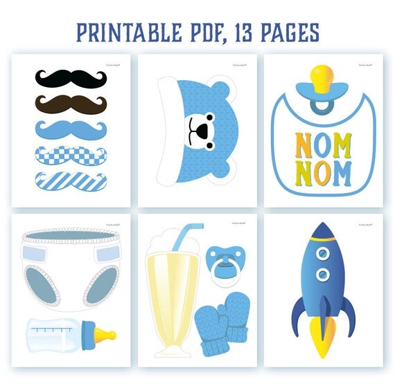 Baby boy photo booth props printable PDF. Baby boy by HatAcrobat