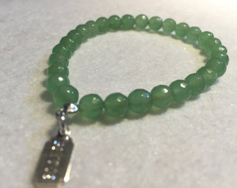 WOMAN bracelet - Green lithotherapy - Jade 6 mm - unique model