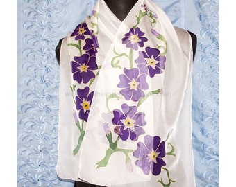 Armenian Handmade Hand Painted Batik Silk Scarf - Forget-Me-Not - Armenian Gift - FREE SHIPPING WORLDWIDE
