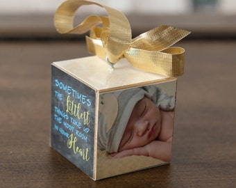 Baby's First Christmas Ornament, Wooden Photo Block Ornament, Personalized Photo Block Ornament, Keepsake Photo Ornament, Wooden Photo Block