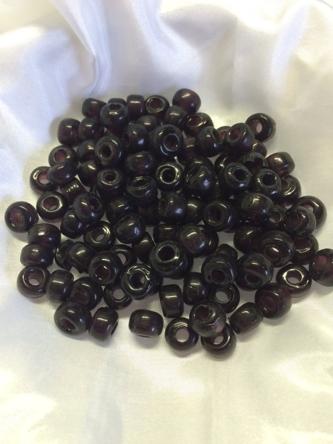 9mm Crow Pony beads Transparent Dark Purple. 200 beads
