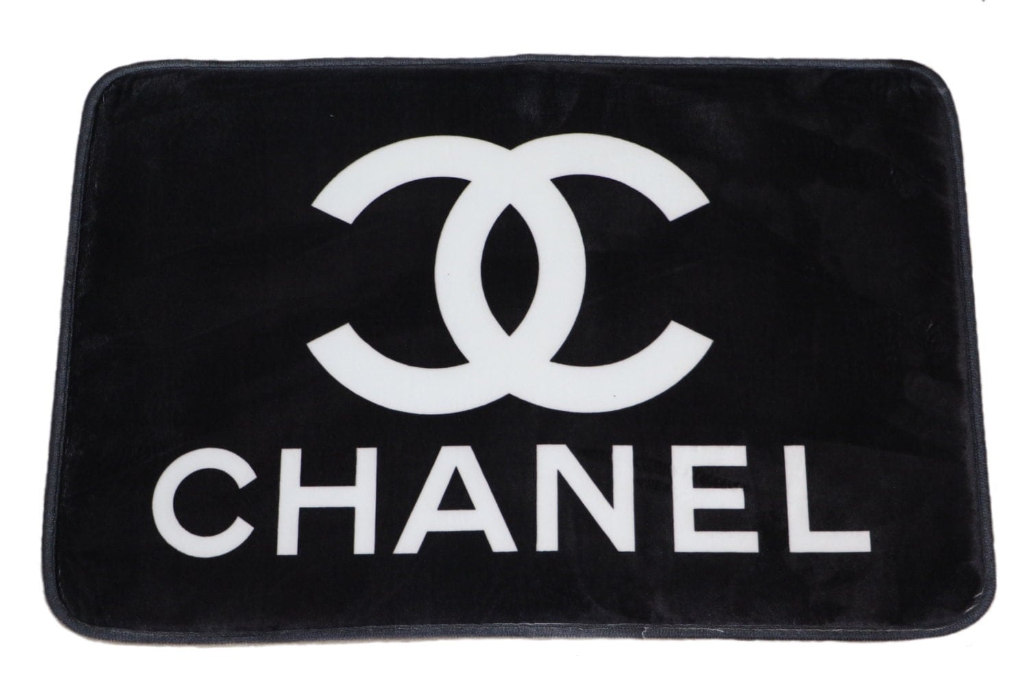 Small Chanel Inspired Black White Bathroom Mat by GREENPANTHERINC