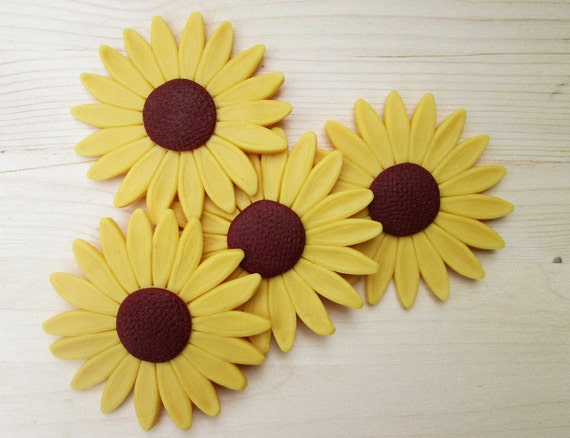 Fondant Sunflower 4 sunflower cake topper edible fondant