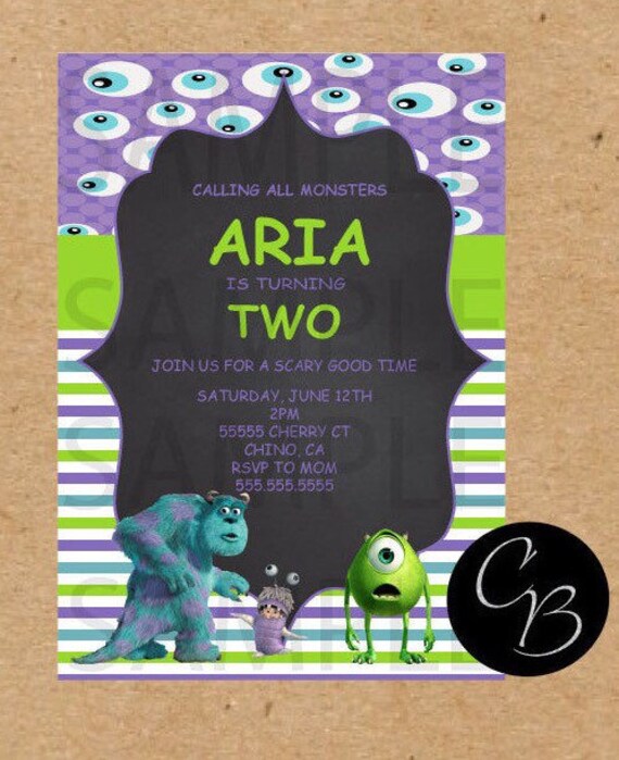 Sale Monsters Inc Digital Invitation By Thecreationboutiques