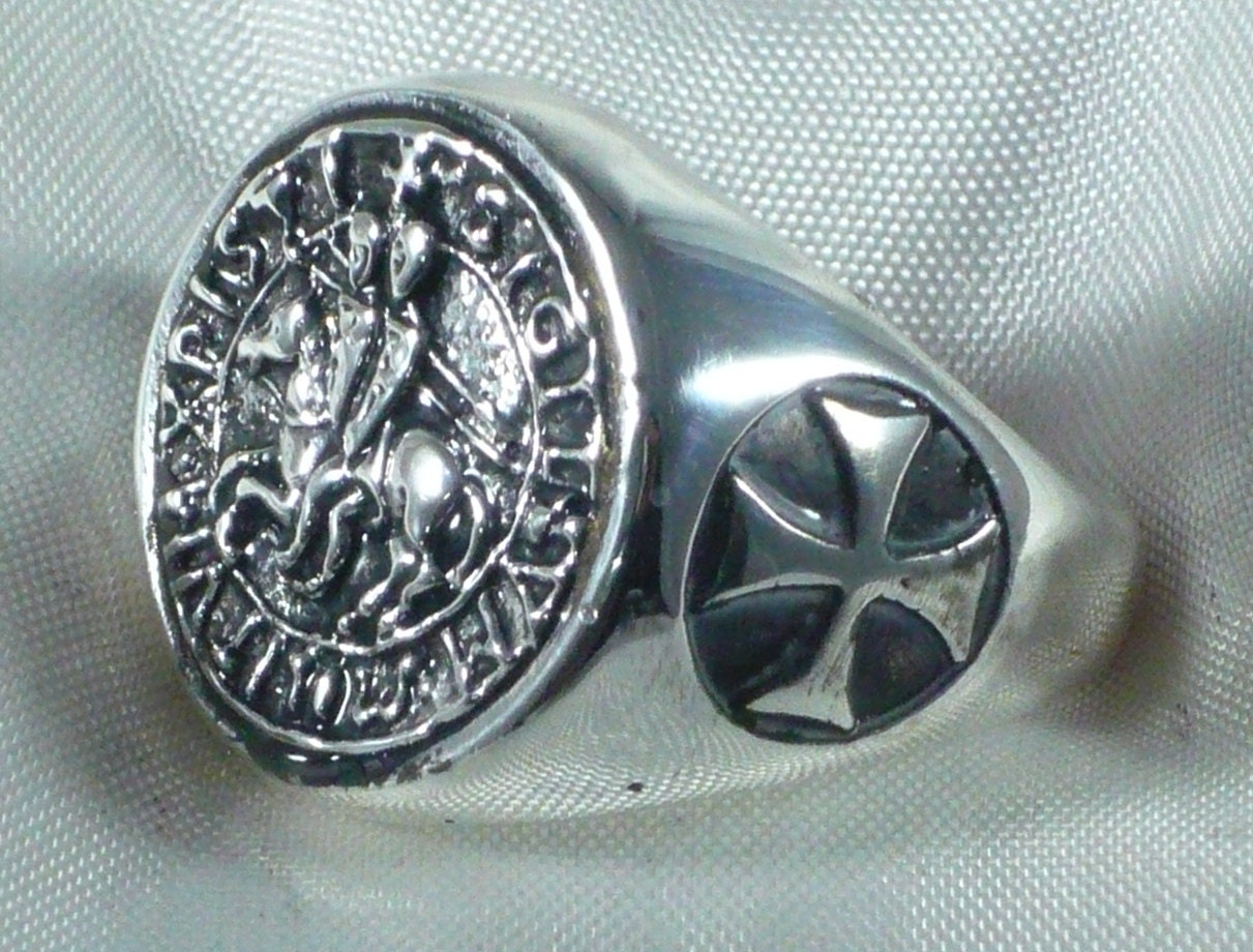 Anello sigillo templari e croci in argento 925 millesimi