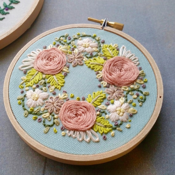 Hand Embroidered Mini Wreath 4 by JessyNoodle on Etsy