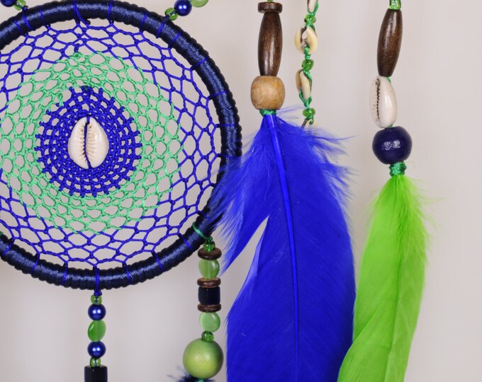 Blue Green Dream Catcher Large Dreamcatcher Dream сatcher Blue Green Shell dreamcatchers wall decor handmade Boho Blue Green dream catcher