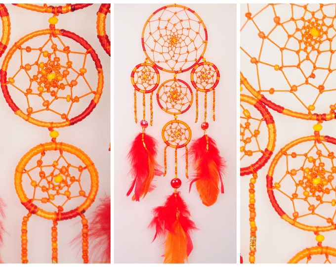 Dreamcatcher Orange Dreamcatcher red Dream Catcher Dreamcatcher New Dream сatcher gift idea dreamcatchers boho dreamcatcher wall handmade