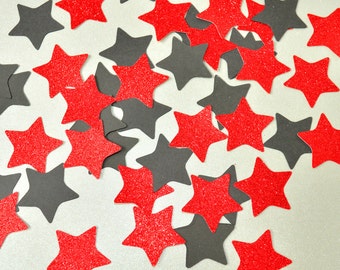 New Years Eve Party Star Confetti Mix Birthday Party Graduation Black and Red Glitter Star New Year Confetti