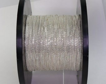 Sterling Silver Chain by the Foot, 5 FEET - 1.0x1.3mm Micro Cable chain, Flat Chain, Chain for making jewelry 925 Sterling silver, Wholesale