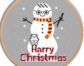 Funny Harry Potter Cross Stitch Pattern Merry Christmas Harry Potter Nursery Harry Potter pattern Modern Cross Stitch Geeky Cross Stitch