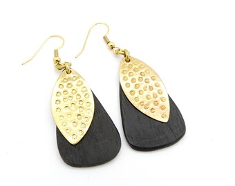 Brass Leaf Earrings Faitrade