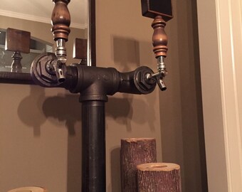 Industrial Black Iron Beer Draft Tower for Kegerator, Steampunk Look, Perfect for Mancave, Solid 2