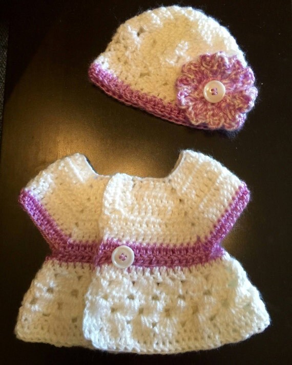 Baby girl sweater and hat set by CraftyAnnsSRQ on Etsy