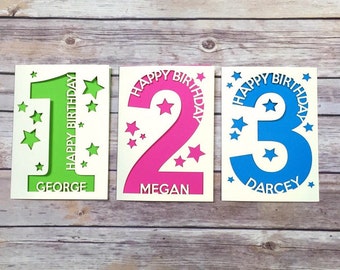Personalised 1st Birthday Card, Baby's First Birthday Card, Child Birthday Card, Kids Birthday Card, 2nd, 3rd, 4th, 5th, 6th, 7th, 8th, 9th